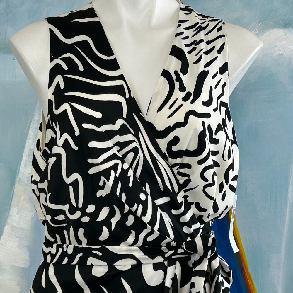 Donna Morgan Wrap Dress 
Black and white bold print size 12 NWT - Picture 3 of 8
